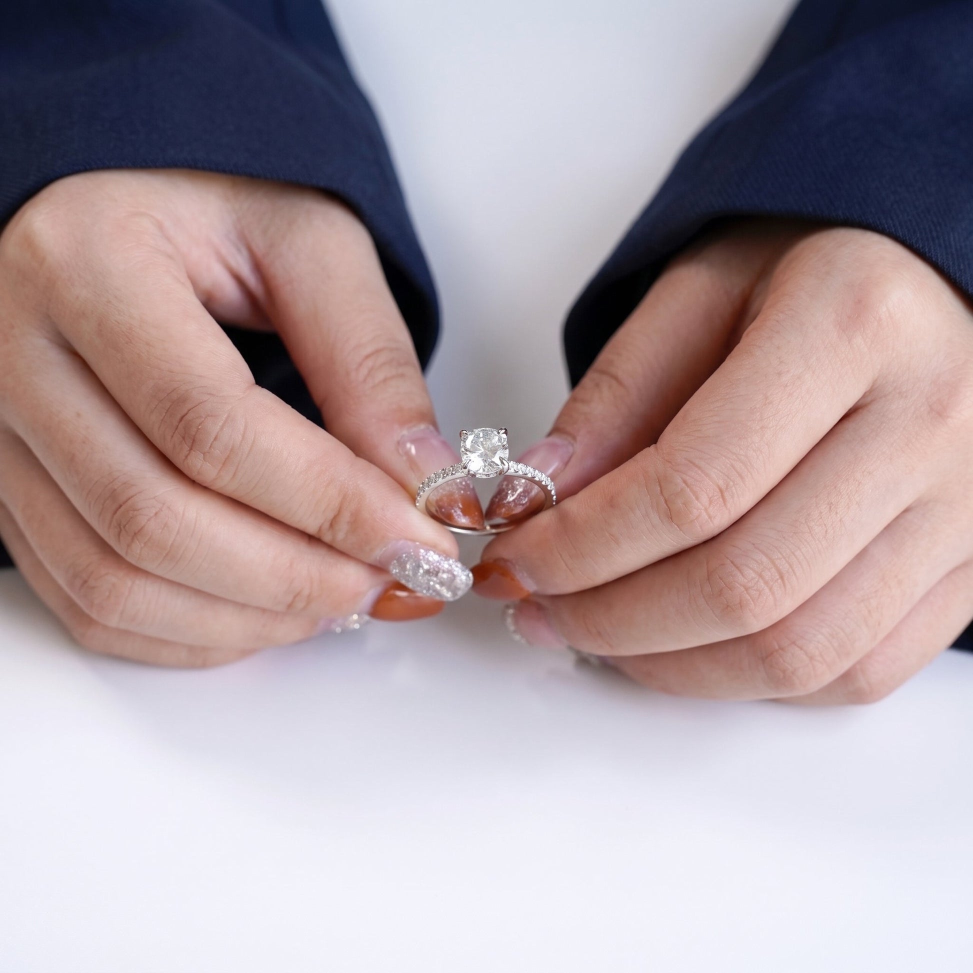 2 CT Marquise Pave Lab Grown Engagement Ring