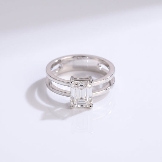 2 CT Emerald Solitaire Lab Grown Diamond Engagement Ring