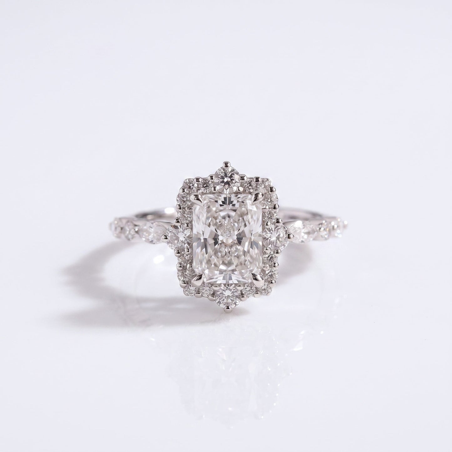 2 CT Marquise Pave Lab Grown Engagement Ring