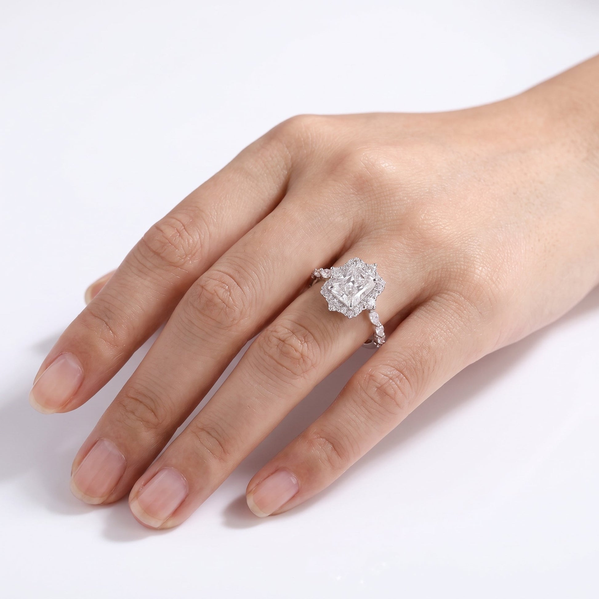 2 CT Marquise Pave Lab Grown Engagement Ring