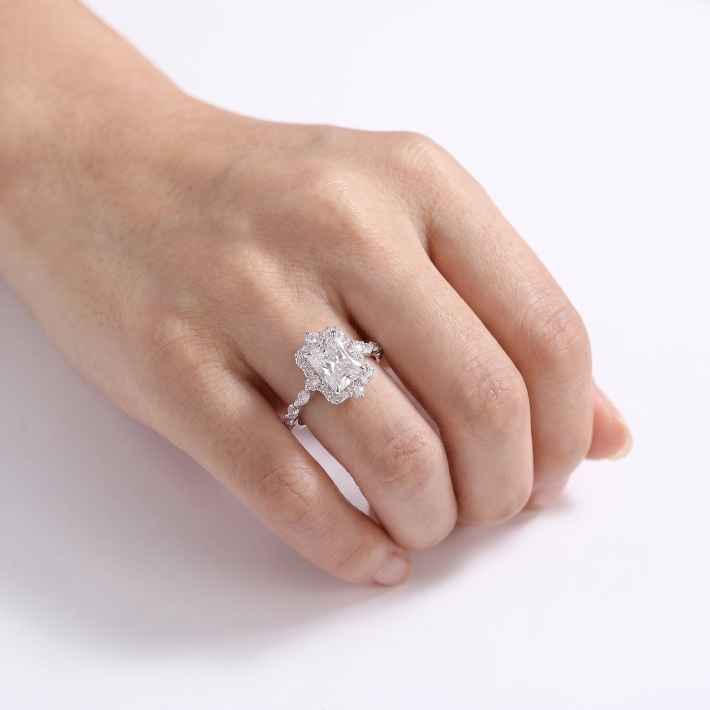 2 CT Marquise Pave Lab Grown Engagement Ring