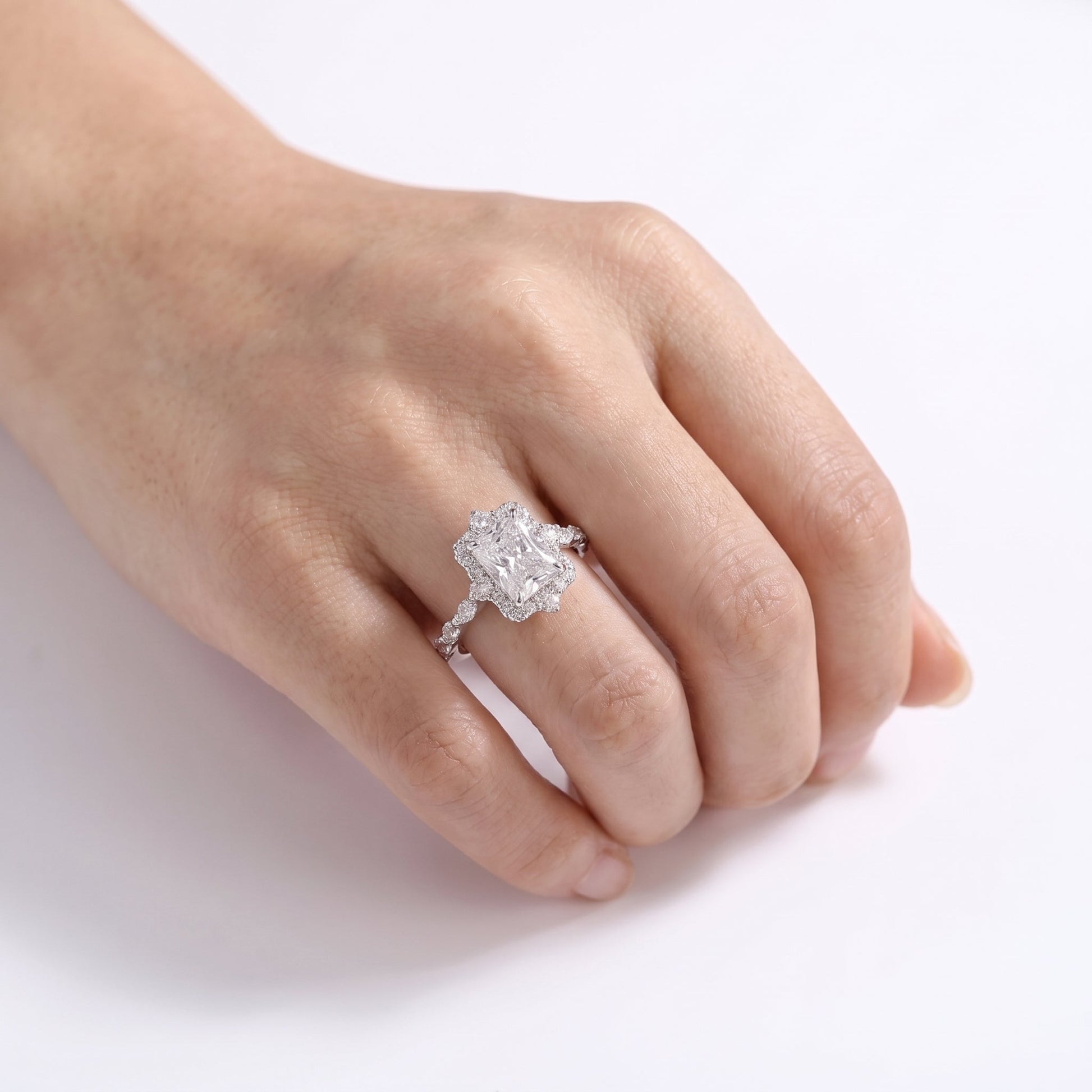 2 CT Marquise Pave Lab Grown Engagement Ring