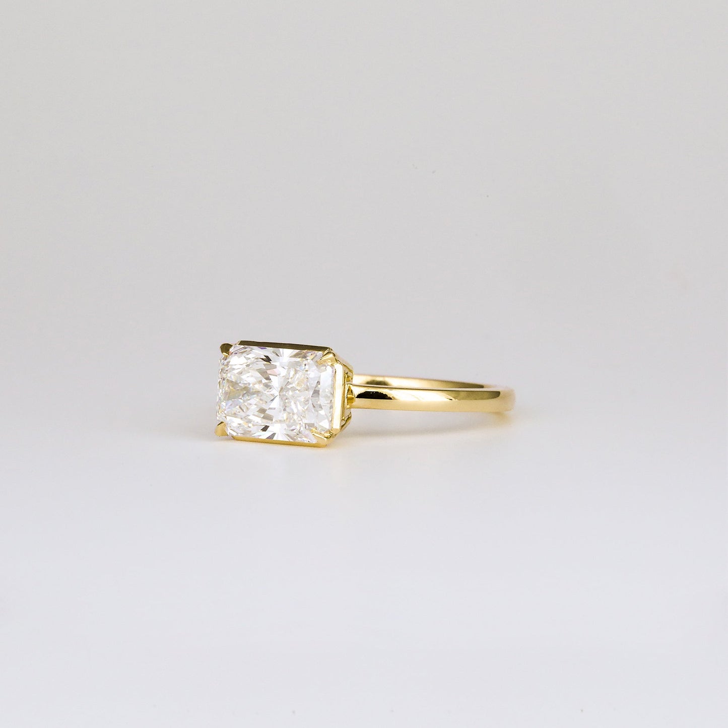 2.01 CT East West Radiant Solitaire Moissanite Engagement Ring