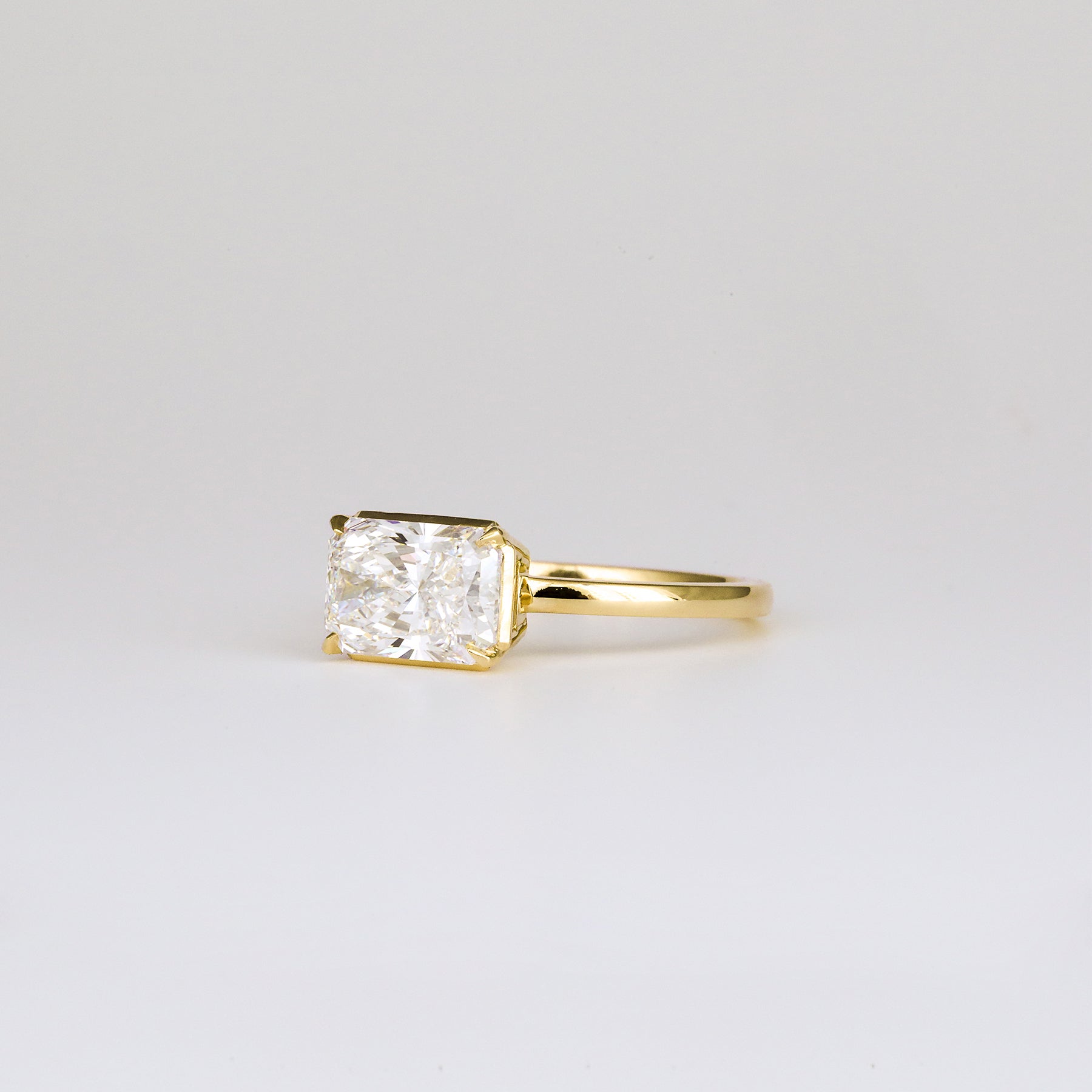 2.01 CT East West Radiant Solitaire Moissanite Engagement Ring