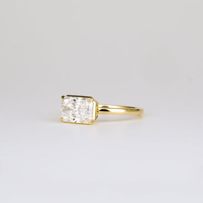 2.01 CT East West Radiant Solitaire Moissanite Engagement Ring