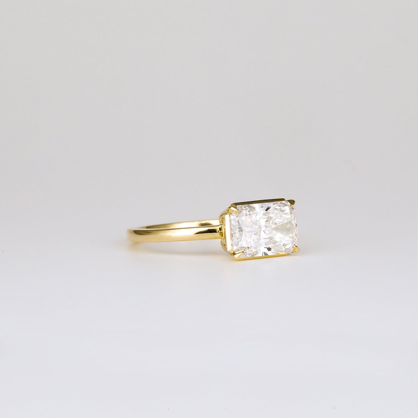 2.01 CT East West Radiant Solitaire Moissanite Engagement Ring
