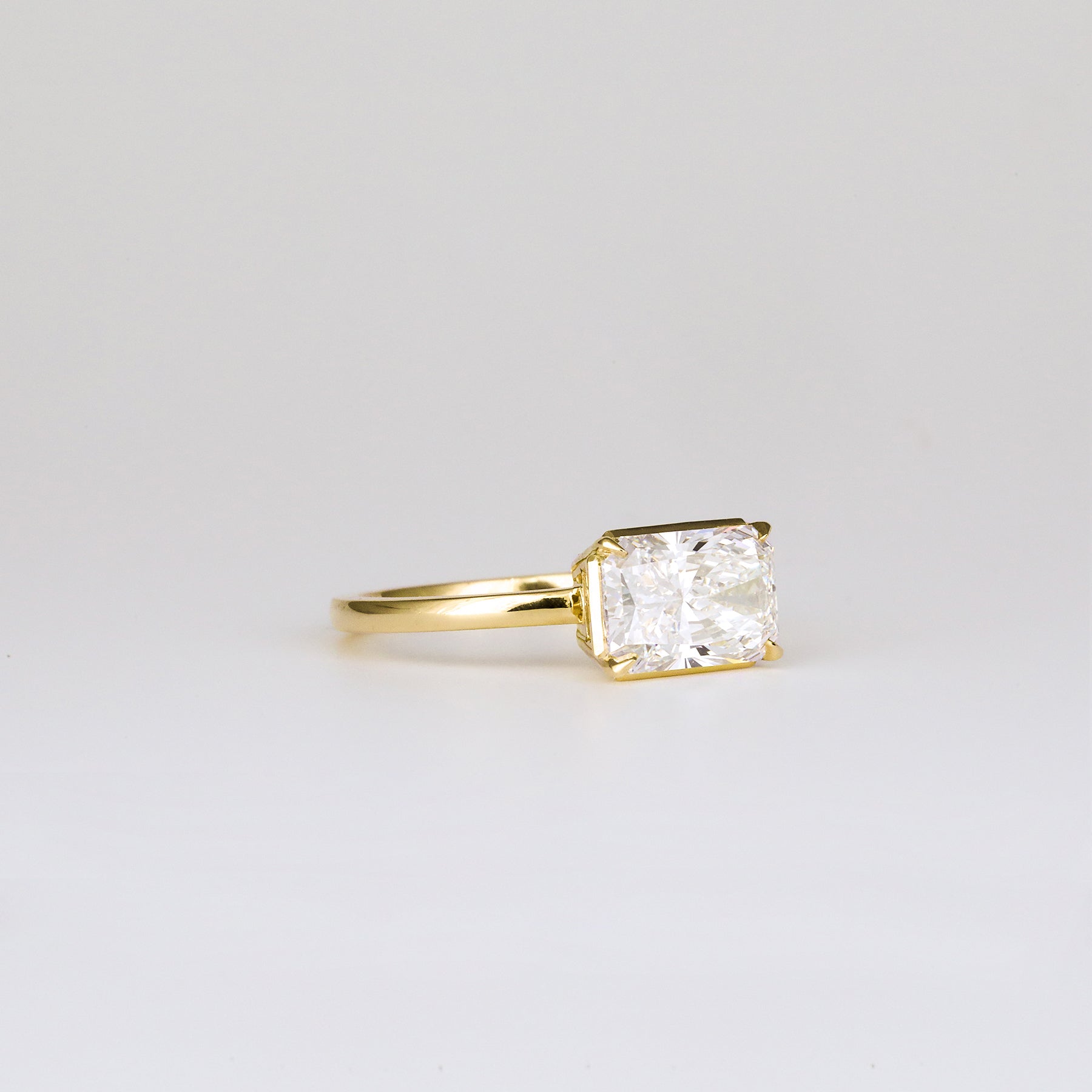 2.01 CT East West Radiant Solitaire Moissanite Engagement Ring