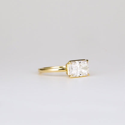 2.01 CT East West Radiant Solitaire Moissanite Engagement Ring