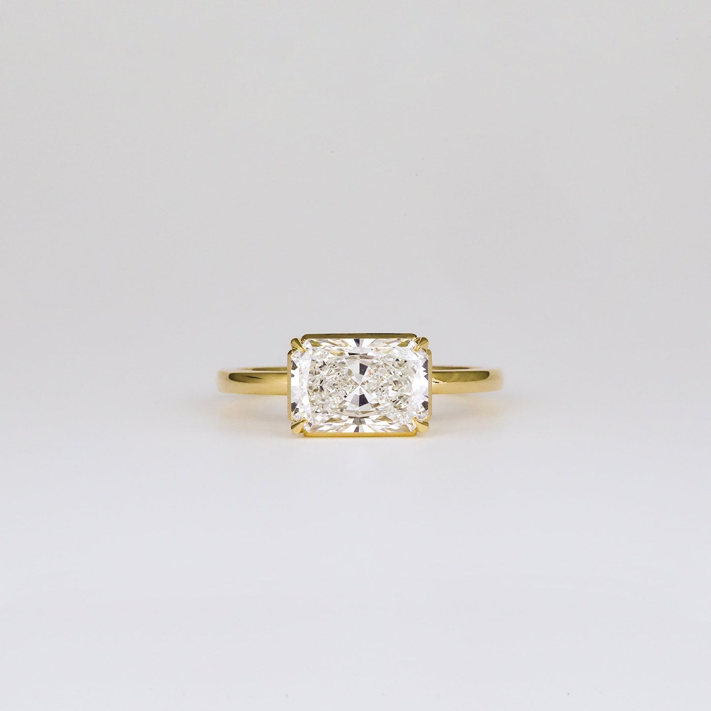 2.01 CT East West Radiant Solitaire Moissanite Engagement Ring
