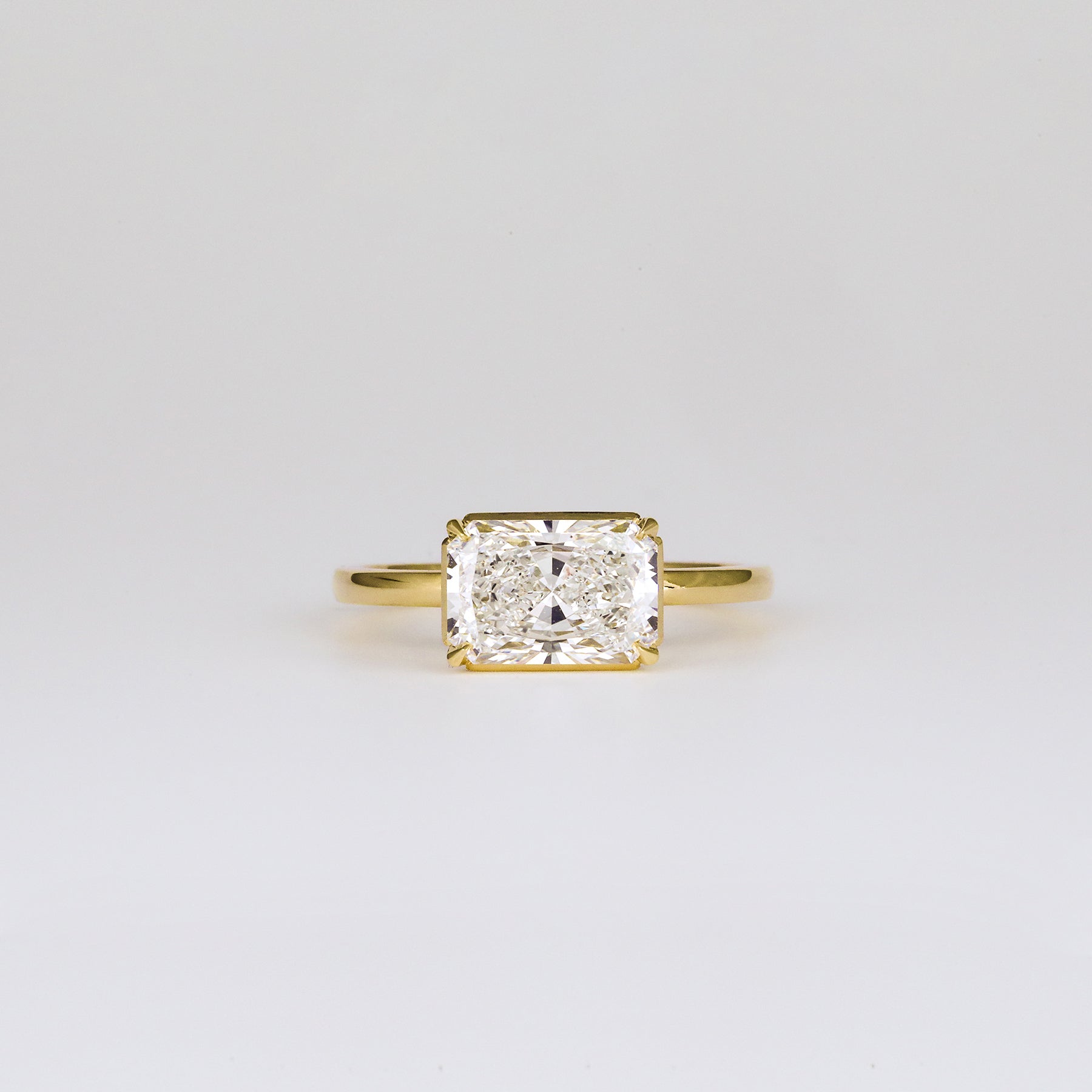 2.01 CT East West Radiant Solitaire Moissanite Engagement Ring