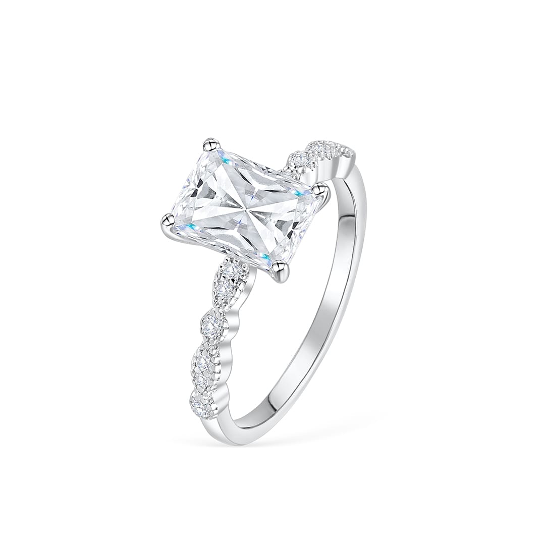 1.5 CT Radiant Pave Moissanite Engagement Ring