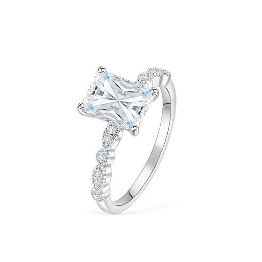 1.5 CT Radiant Pave Moissanite Engagement Ring