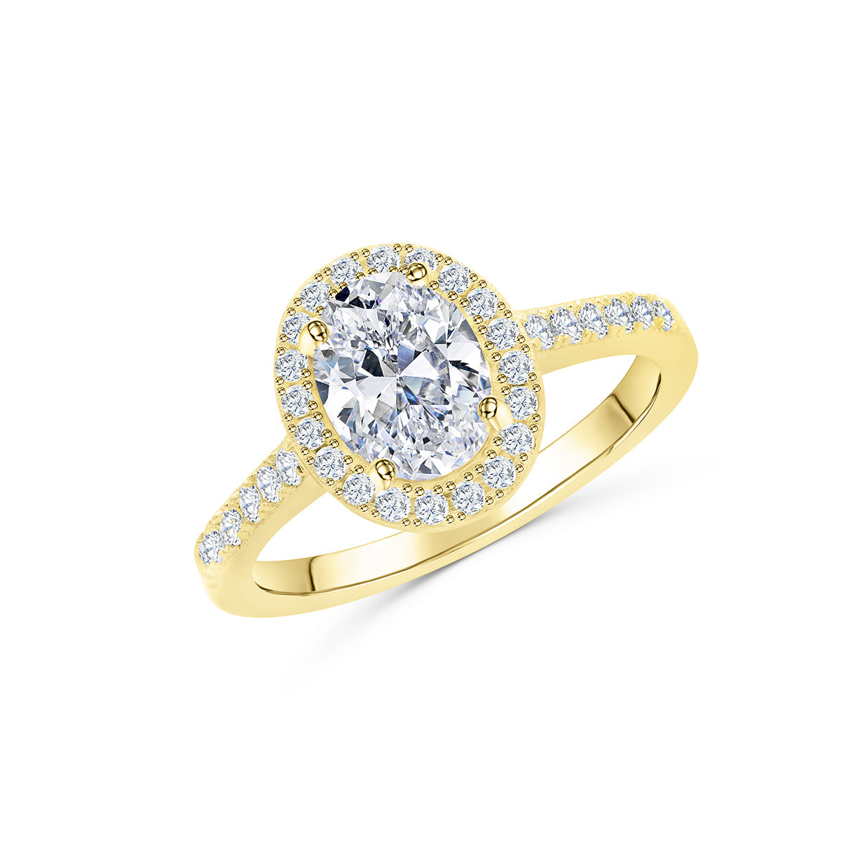 1.5 CT Oval Halo & Pave Moissanite Engagement Ring