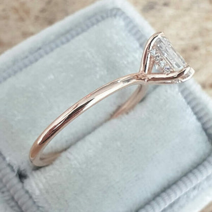 1.04 CT Radiant Hidden Halo Moissanite Engagement Ring