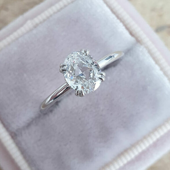 1.33 CT Oval Hidden Halo Moissanite Engagement Ring