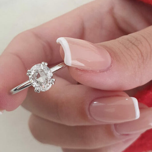 1.33 CT Oval Hidden Halo Moissanite Engagement Ring