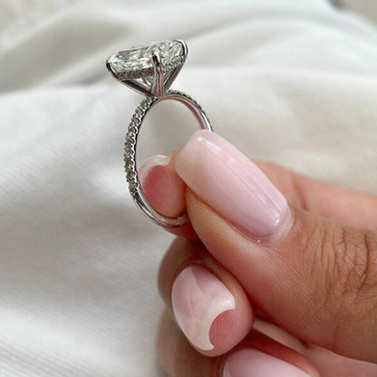 2.43 CT Radiant Hidden Halo Moissanite Engagement Ring