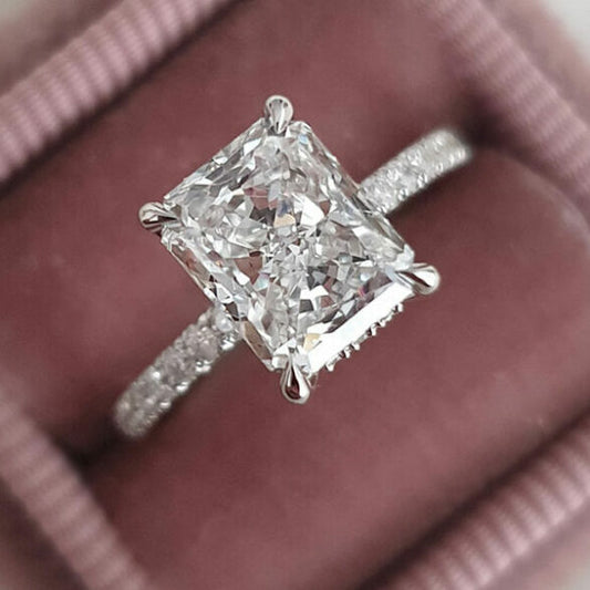 2.1 CT Radiant Pave Moissanite Engagement Ring