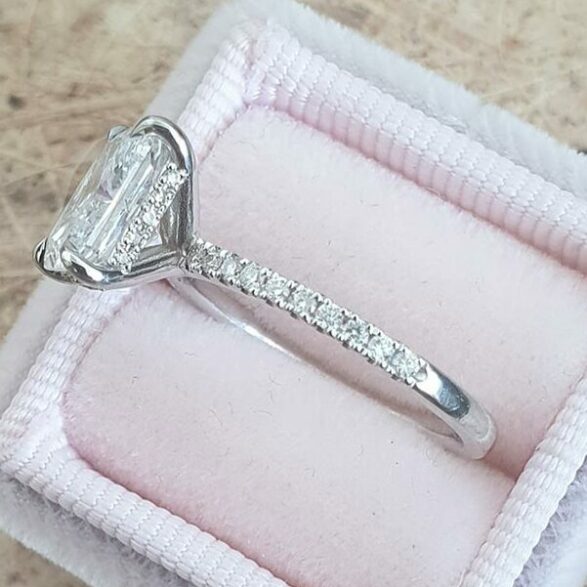 2.1 CT Radiant Pave Moissanite Engagement Ring