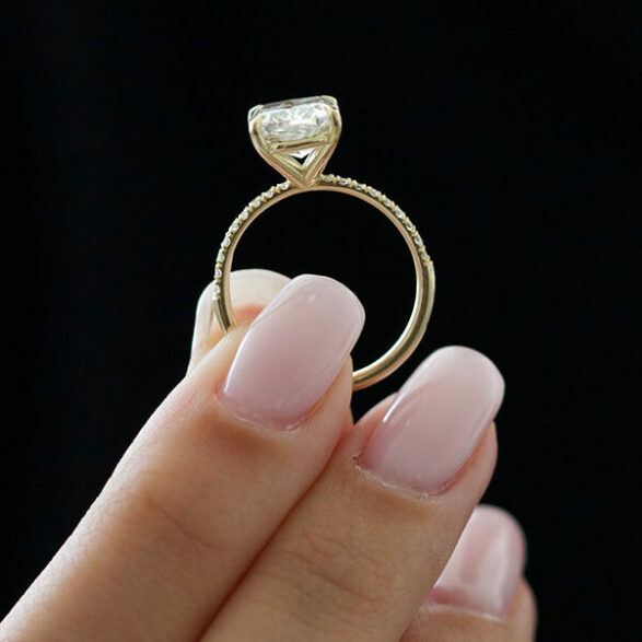 3.25 CT Elongated Cushion Pave Moissanite Engagement Ring