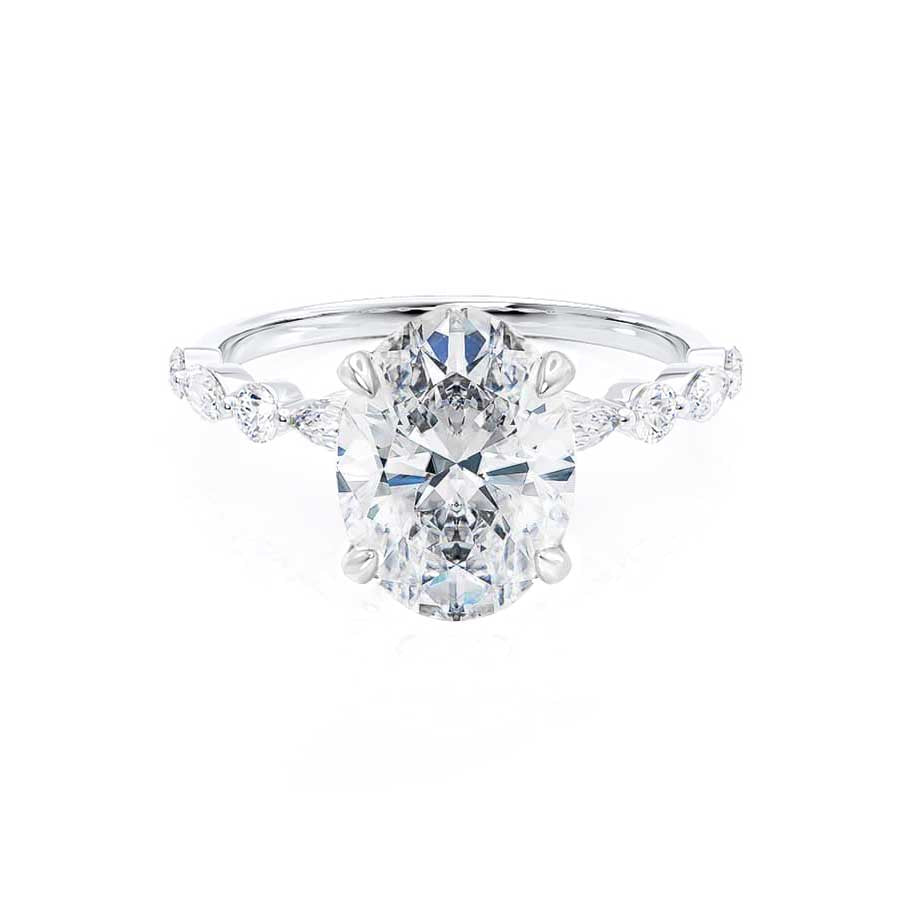 0.9 CT Oval Pave Moissanite Engagement Ring