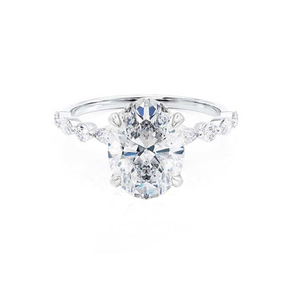 0.9 CT Oval Pave Moissanite Engagement Ring