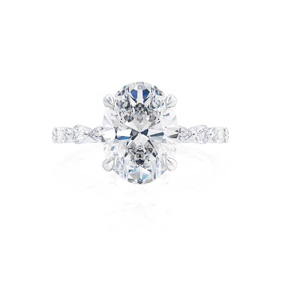 0.9 CT Oval Pave Moissanite Engagement Ring