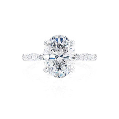 0.9 CT Oval Pave Moissanite Engagement Ring
