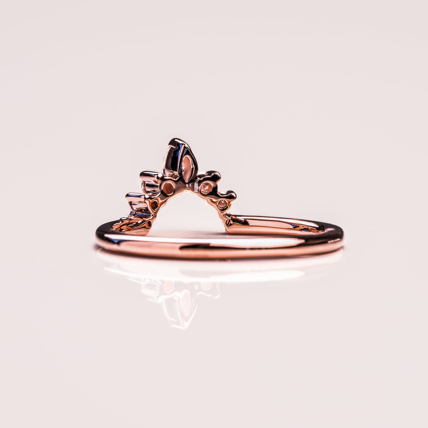 0.14 TCW Marquise & Round Curved Moissanite Wedding Band