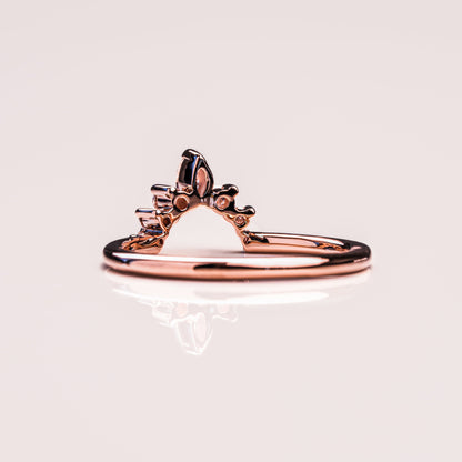 0.14 TCW Marquise & Round Curved Moissanite Wedding Band