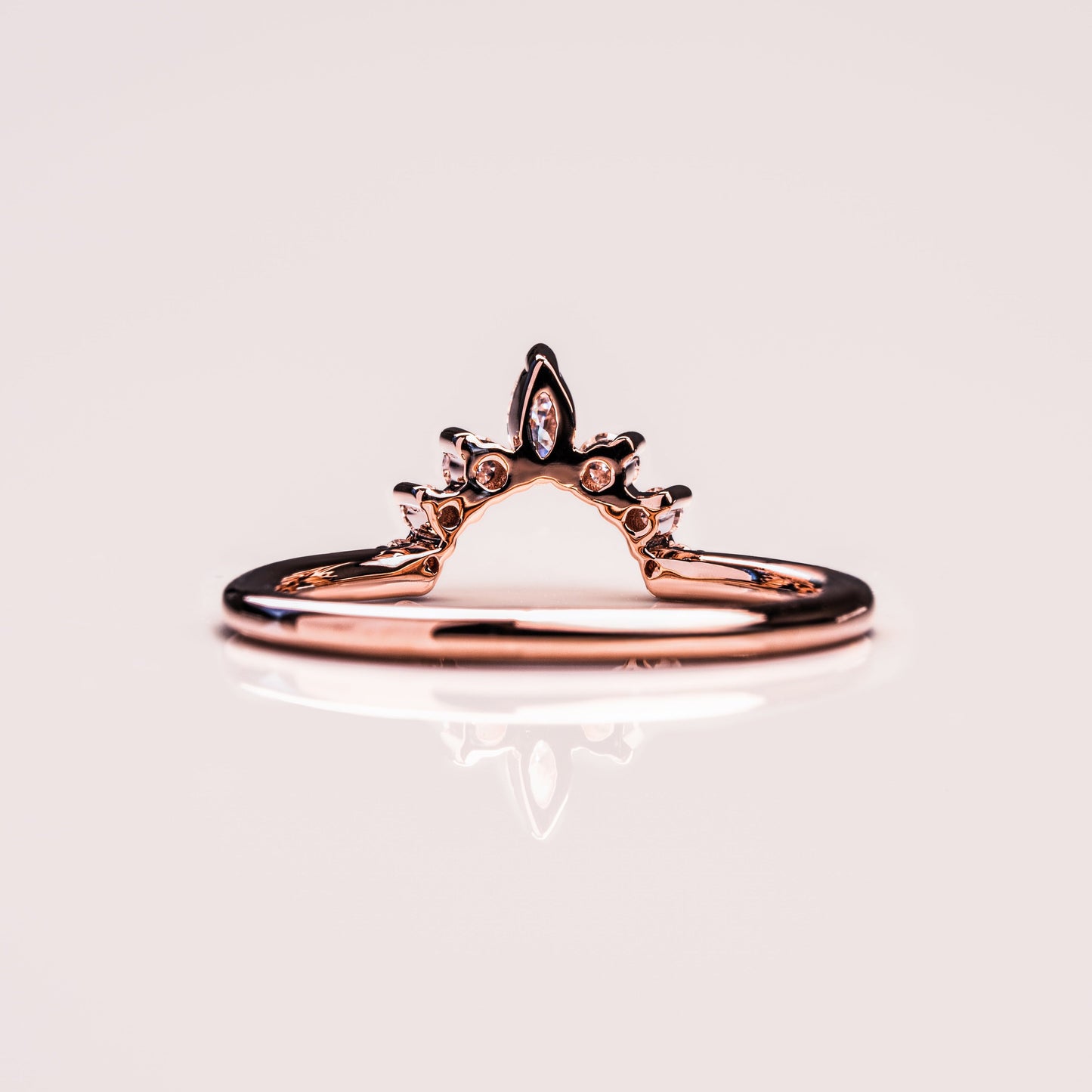 0.14 TCW Marquise & Round Curved Moissanite Wedding Band
