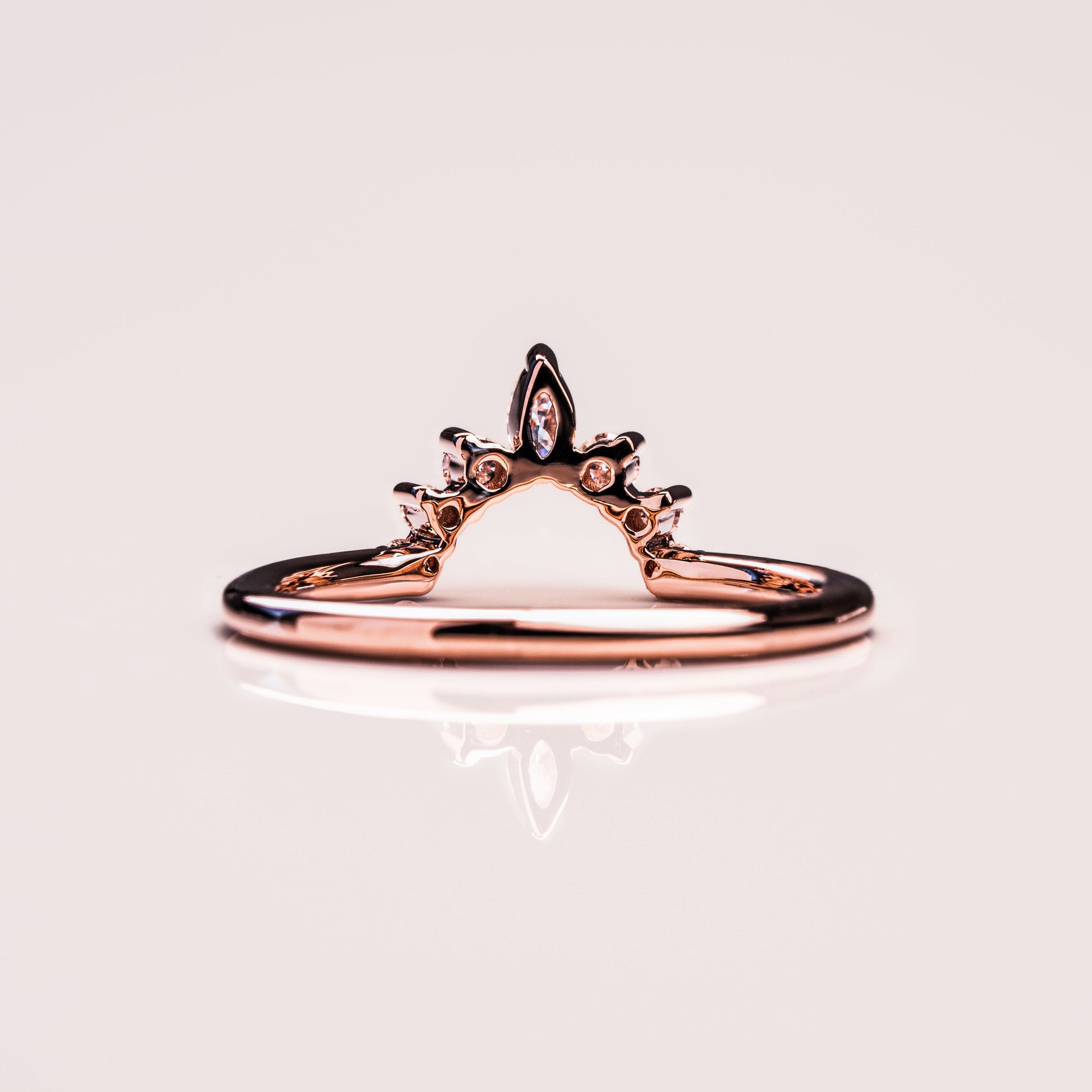 0.14 TCW Marquise & Round Curved Moissanite Wedding Band