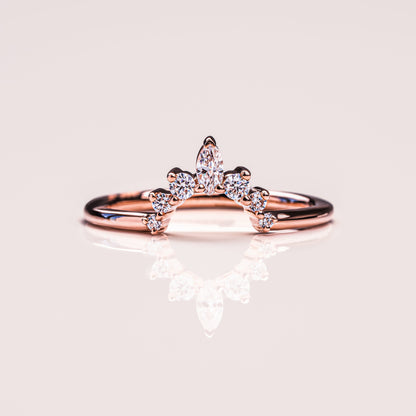 0.14 TCW Marquise & Round Curved Moissanite Wedding Band