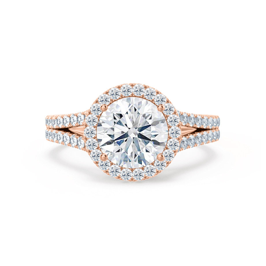1 CT Round Halo & Pave Moissanite Engagement Ring