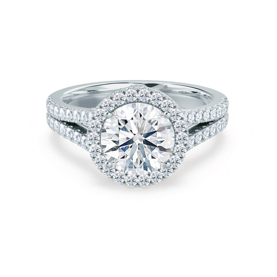 1 CT Round Halo & Pave Moissanite Engagement Ring
