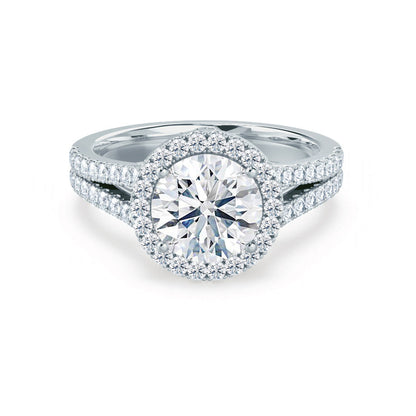 1 CT Round Halo & Pave Moissanite Engagement Ring