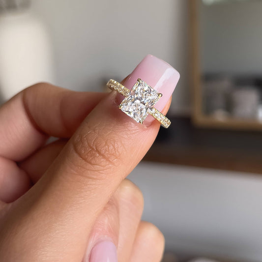 3 CT Radiant Pave Moissanite Engagement Ring