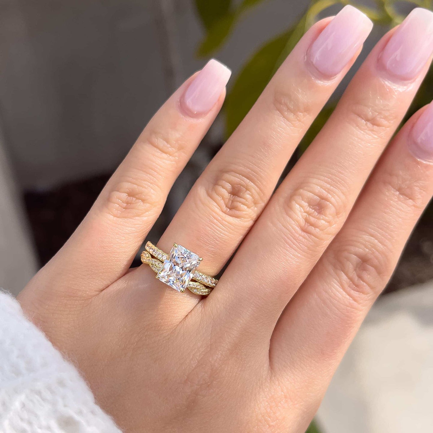 3 CT Radiant Pave Moissanite Engagement Ring