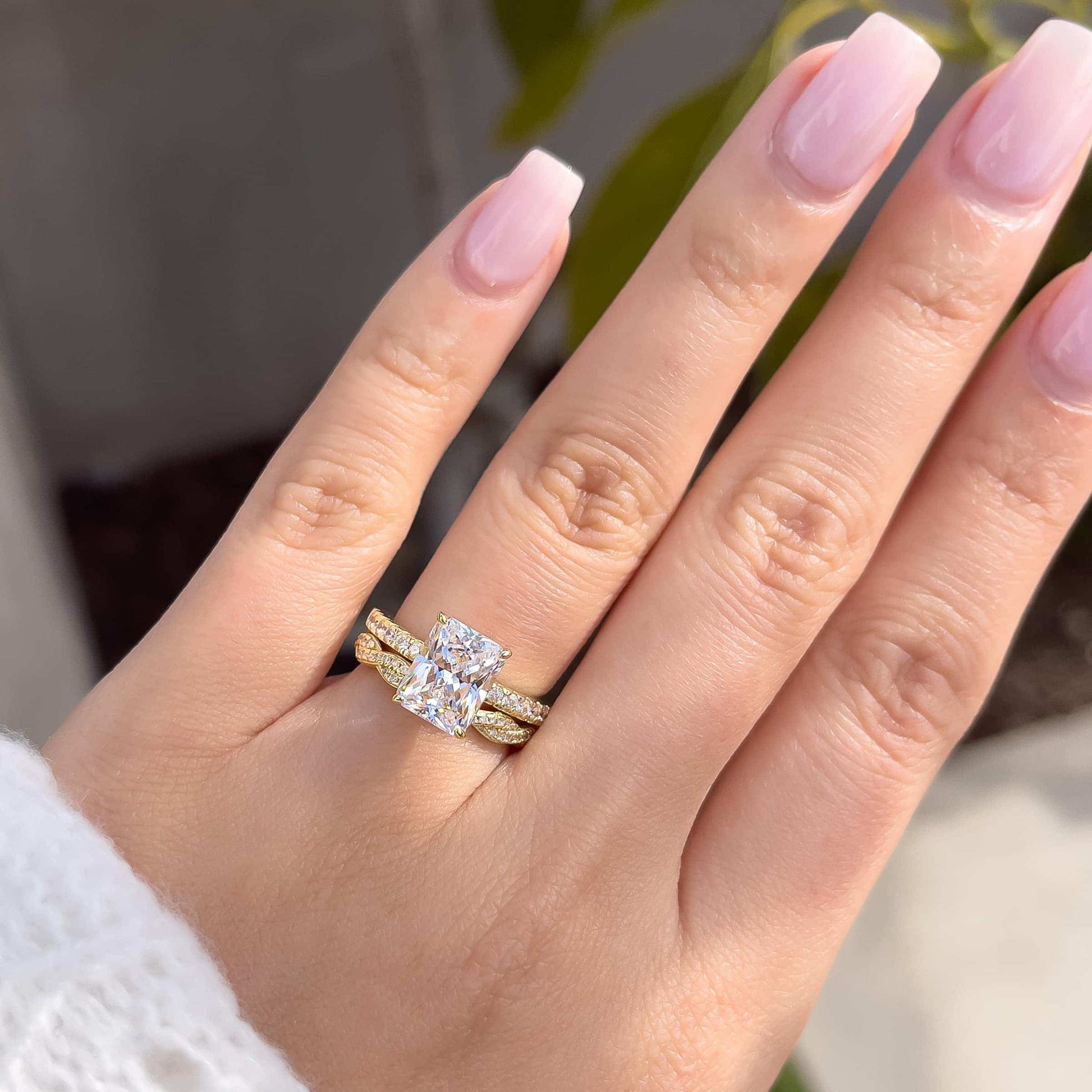 3 CT Radiant Pave Moissanite Engagement Ring