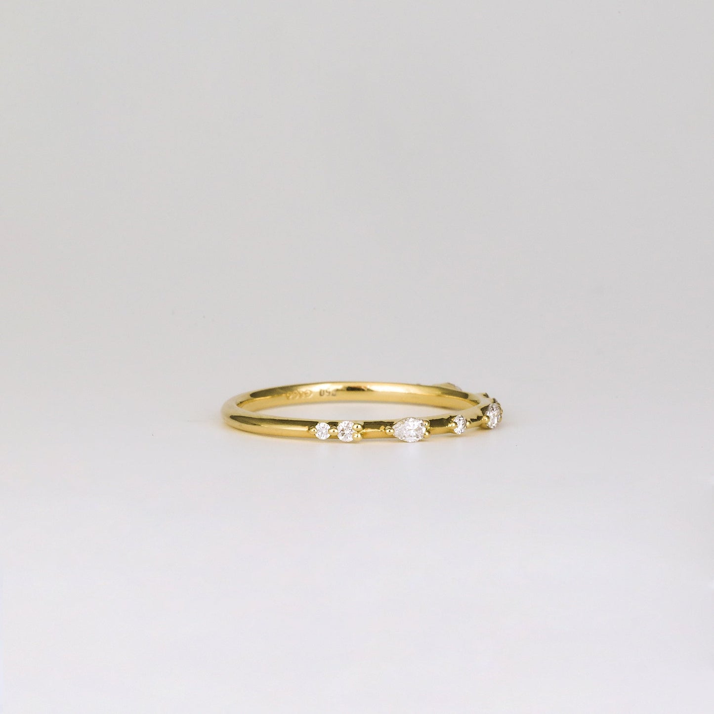 0.12 TCW Round & Pear Dainty Moissanite Wedding Band