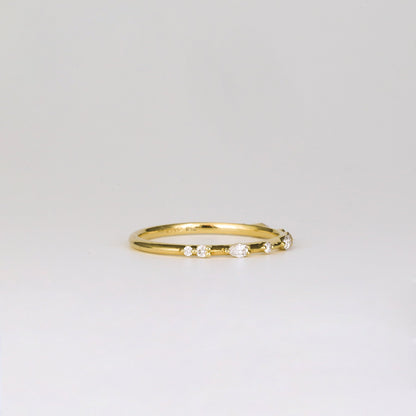 0.12 TCW Round & Pear Dainty Moissanite Wedding Band