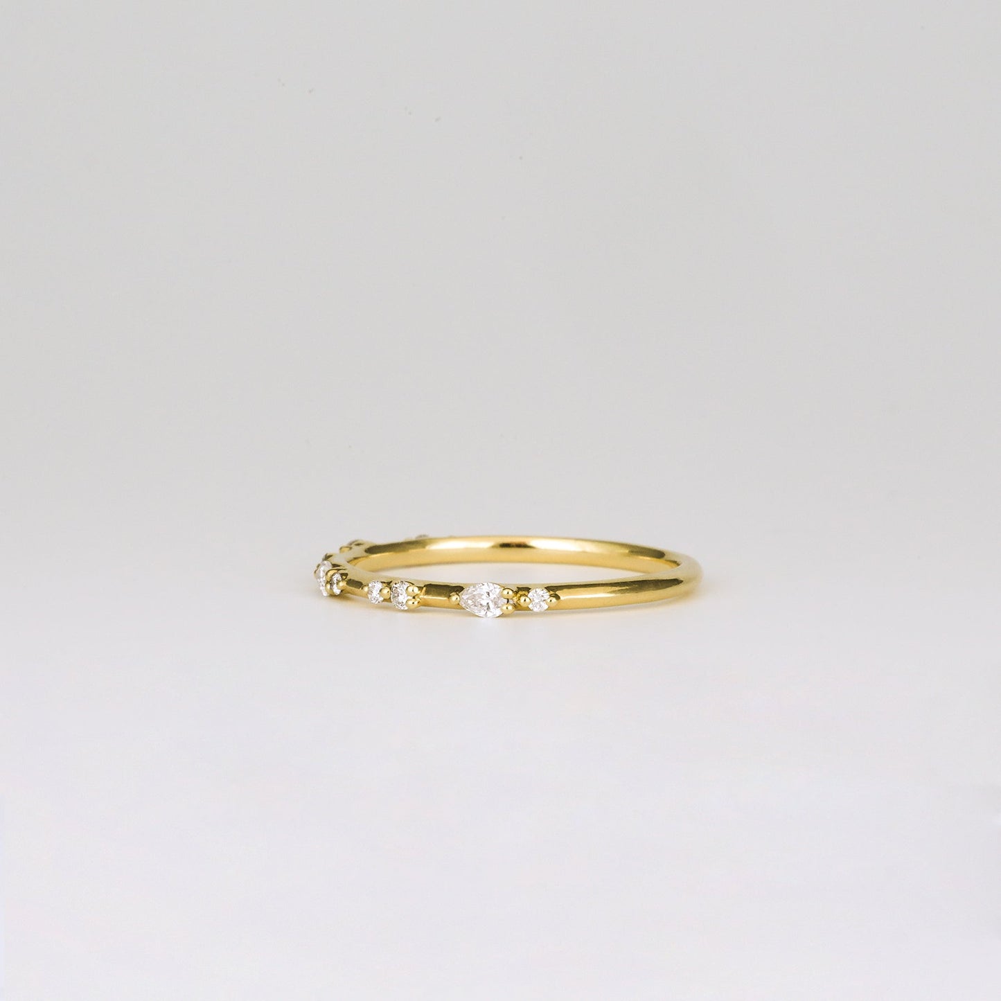 0.12 TCW Round & Pear Dainty Moissanite Wedding Band