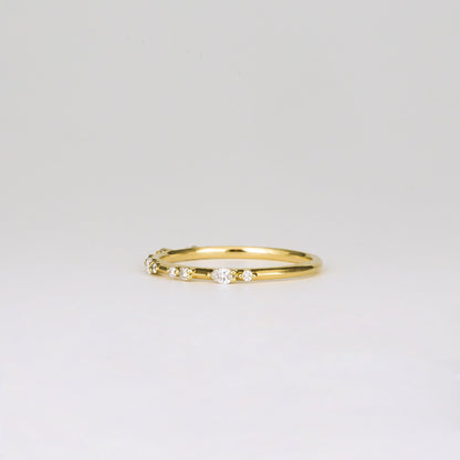 0.12 TCW Round & Pear Dainty Moissanite Wedding Band