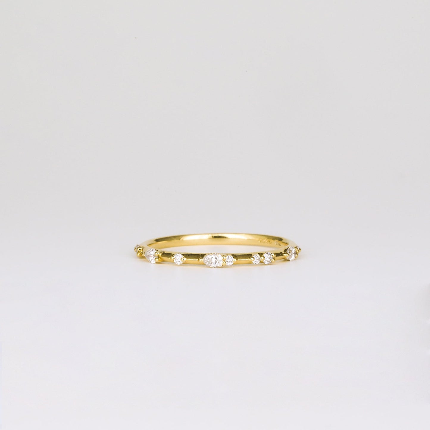 0.12 TCW Round & Pear Dainty Moissanite Wedding Band