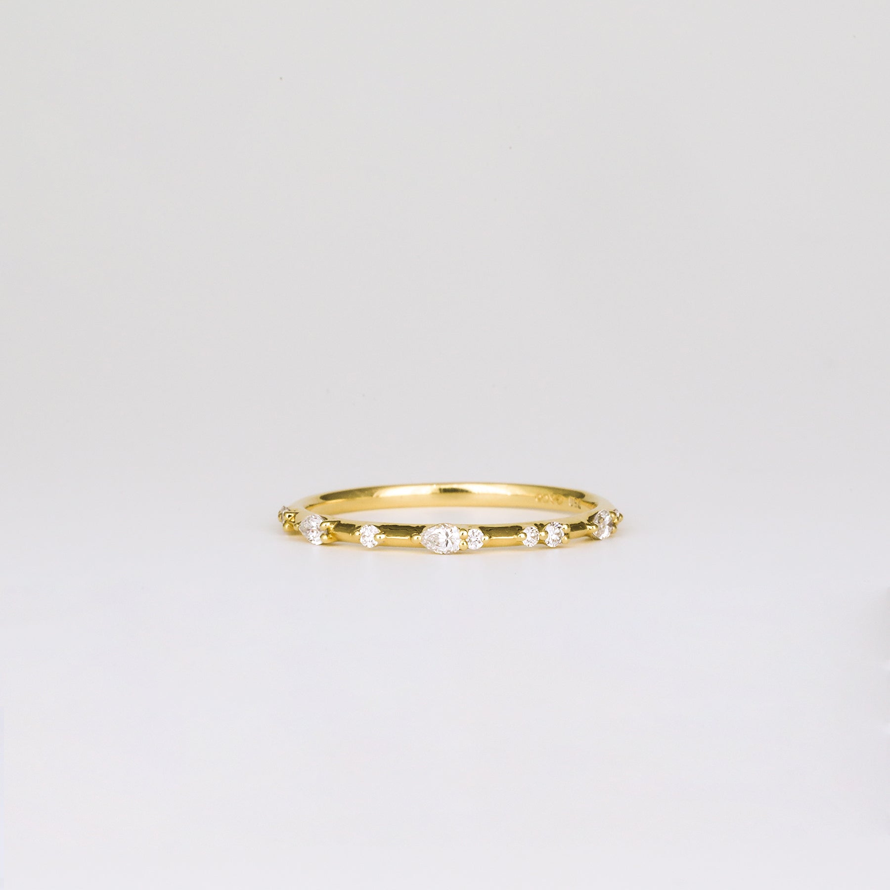 0.12 TCW Round & Pear Dainty Moissanite Wedding Band