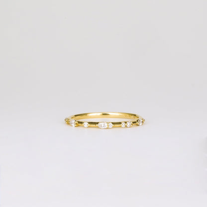 0.12 TCW Round & Pear Dainty Moissanite Wedding Band