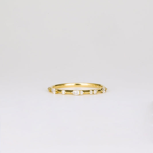 0.12 TCW Round & Pear Dainty Moissanite Wedding Band