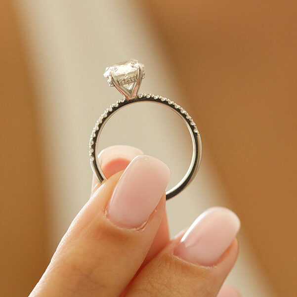 4 CT Oval Pave Moissanite Engagement Ring