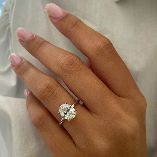 2.1 CT Oval Hidden Halo Moissanite Engagement Ring