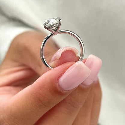 2.1 CT Oval Hidden Halo Moissanite Engagement Ring